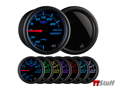 GlowShift-Tinted 7 Color 30 PSI Boost/Vac Gauge